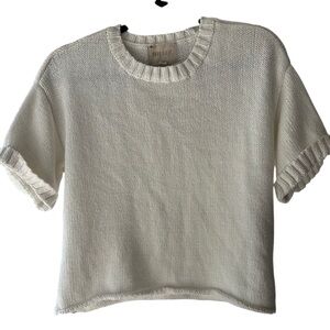 Moon River Cream Crew Neck Sweater Short Sleeve Size M EUC